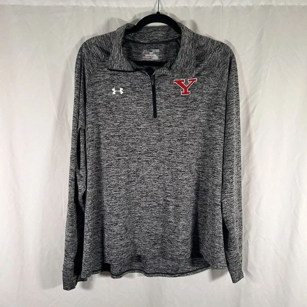 Under Armour Sweater Men's XL Grey 1/4 Zip Long Sleeve Mock Neck Loose Heatgear